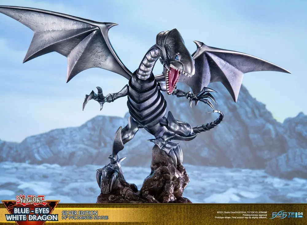 Yu-Gi-Oh! PVC Soška Blue-Eyes White Dragon Silver Edition 35 cm fotografii produktu