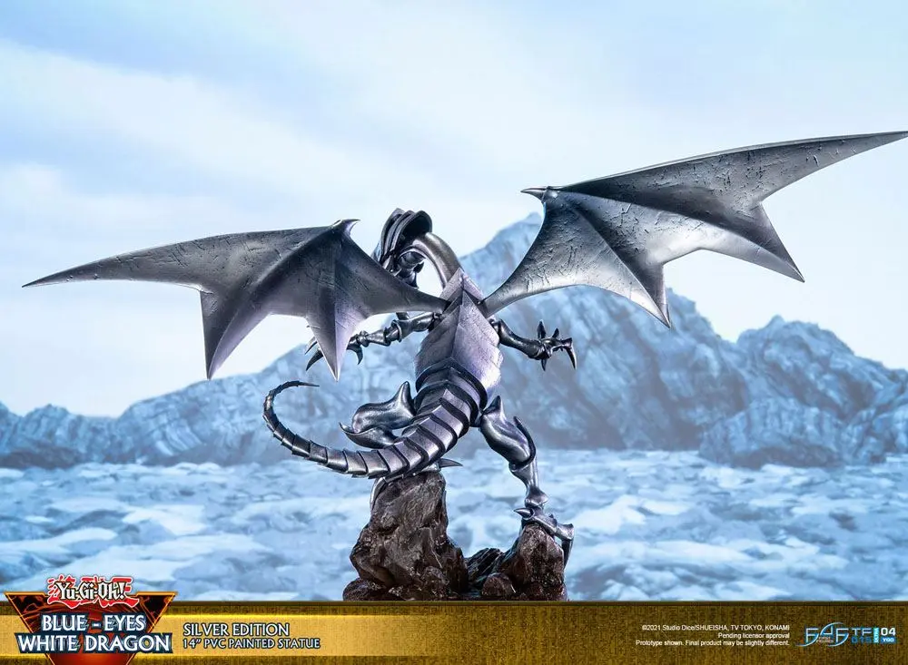 Yu-Gi-Oh! PVC Soška Blue-Eyes White Dragon Silver Edition 35 cm fotografii produktu