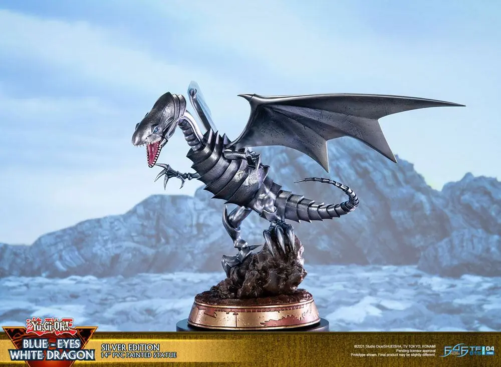 Yu-Gi-Oh! PVC Soška Blue-Eyes White Dragon Silver Edition 35 cm fotografii produktu