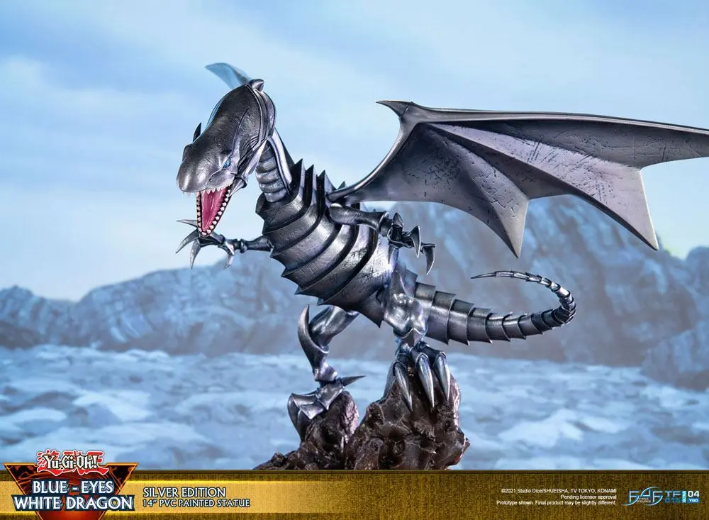 Yu-Gi-Oh! PVC Soška Blue-Eyes White Dragon Silver Edition 35 cm fotografii produktu