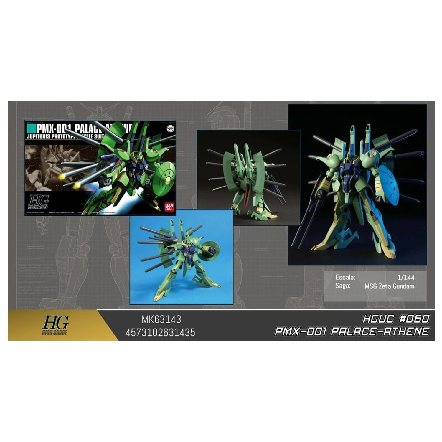 Zeta Gundam PMX-000 Palace Athene Mobile Suit Model Kit HGUC 1/144 fotografii produktu