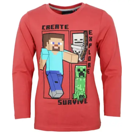 Minecraft Create Červené tričko s dlouhým rukávem pro děti fotografii produktu