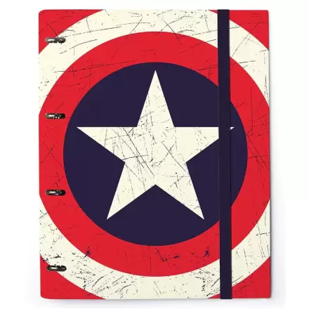 Kroužkový pořadač Captain America Marvel se čtyřmi kroužky s gumičkou vyplněný fotografii produktu