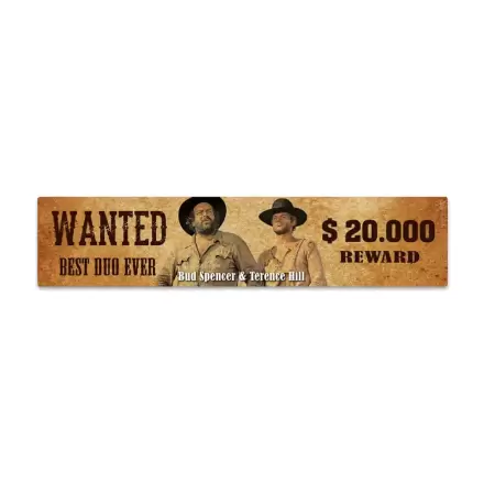 Bud Spencer & Terence Hill plechová cedule s magnetem Wanted 16 x 3,5 cm fotografii produktu
