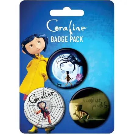Coraline Velké připínací odznaky, balení 3 ks, Klíčový motiv fotografii produktu