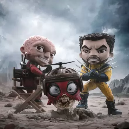 Deadpool & Wolverine Mini Co. PVC figurka Deadpool a Wolverine set Unmasked 14 cm fotografii produktu