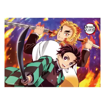 Demon Slayer: Kimetsu no Yaiba Látkový Plakát Tanjiro a Kyojuro Rengoku 84 x 118 cm termékfotója