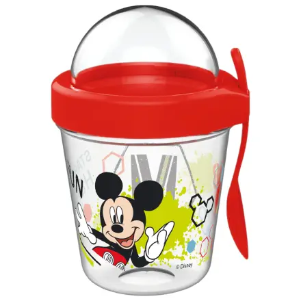 Disney Mickey Fun Cup s víkem s držákem na svačinu a lžičkou 350 ml fotografii produktu