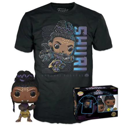 Funko POP! figurka a tričko box Marvel Black Panther Shury Exkluzív termékfotója