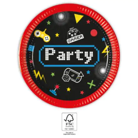 Gaming Party papírové talíře 8 ks 20 cm FSC fotografii produktu