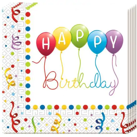 Happy Birthday Streamers ubrousky, 20 ks fotografii produktu