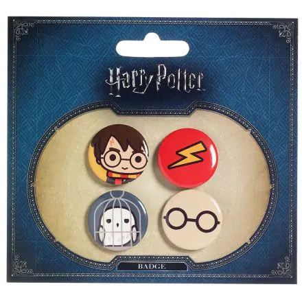 Harry Potter Cutie Button Badge 4-Pack Harry Potter & Hedvika, sada 4 odznaků fotografii produktu