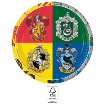 Harry Potter Hogwarts Houses papírové talíře 8 ks 23 cm FSC fotografii produktu