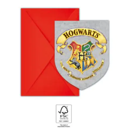 Harry Potter Hogwarts Houses Party Invitation 6 ks FSC fotografii produktu
