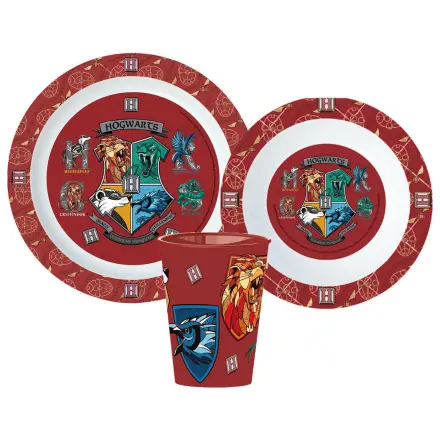 Harry Potter School Shields jídelní set, mikro plastový set, s 260 ml sklenicí fotografii produktu
