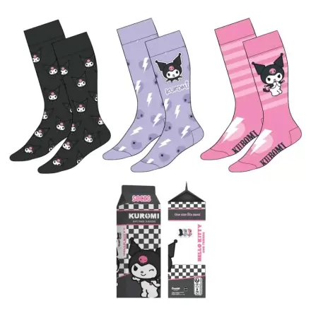 Hello Kitty Kuromi balení 3 páry ponožek pro dospělé termékfotója