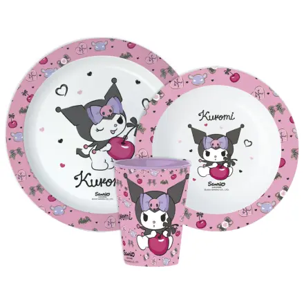 Hello Kitty Kuromi Sada nádobí, mikro plastová sada, s 260 ml sklenicí fotografii produktu