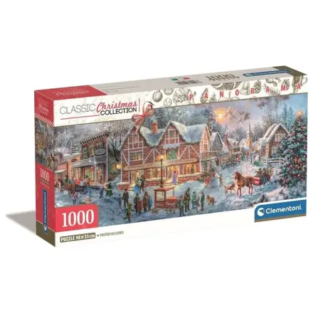 Christmas Village Getting Ready 1000dílné panoramatické puzzle Clementoni fotografii produktu