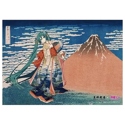 Katsushika Hokusai x Hatsune Miku Akrylový Panel Třicet šest pohledů na horu Fudži Krásný vítr, Jasné ráno 30 cm fotografii produktu