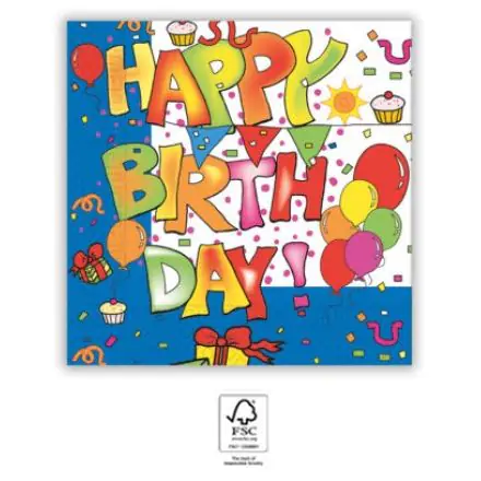Kokliko Happy Birthday Ubrousky 20 ks 33x33 cm FSC fotografii produktu