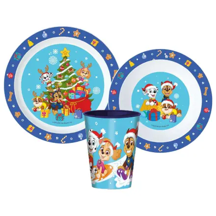 PAW Patrol Holiday Christmas jídelní set, Micro Plastic set, se sklenicí 260 ml fotografii produktu