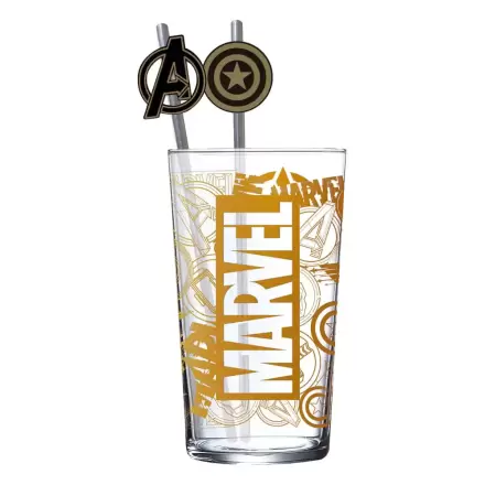 Marvel Sklenice with Straws Logo a Avengers 485 ml fotografii produktu