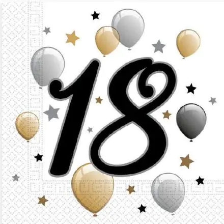 Milestone, Happy Birthday 18 Ubrousky, 20 ks 33x33 cm fotografii produktu