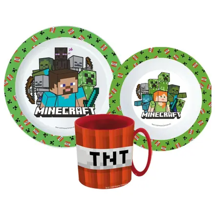 Minecraft Creeper jídelní sada, mikro plastová sada s hrnkem 350 ml fotografii produktu