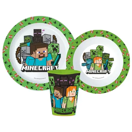 Minecraft Creeper jídelní sada, mikro plastová sada, se sklenicí 260 ml fotografii produktu