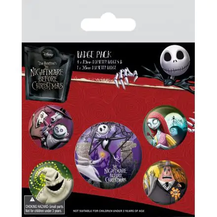Nightmare Before Christmas Pin-Back Buttons 5-Pack Postavičky - 5 ks Knoflíků se špendlíkem fotografii produktu