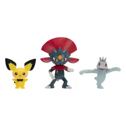 Pokémon First Partner Battle Figure Set Sada figurek 3-Pack Pichu, Machop, & Weavile fotografii produktu