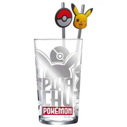 Pokémon Pikachu skleněný pohár se brčky fotografii produktu