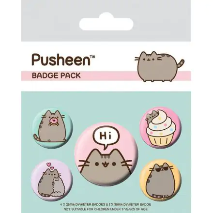Pusheen Odznaky s připínacím zavíracím špendlíkem 5 ks Pusheen Says Hi fotografii produktu