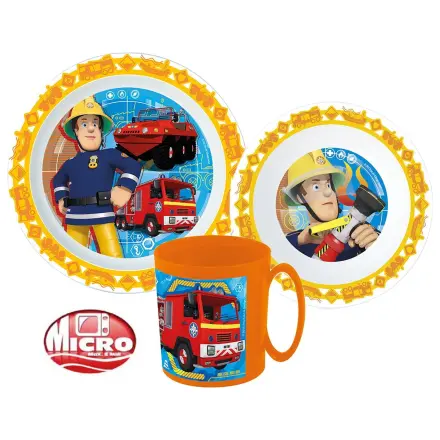 Fireman Sam záchranná mise jídelní sada, mikro plastová sada s 350 ml hrnkem fotografii produktu