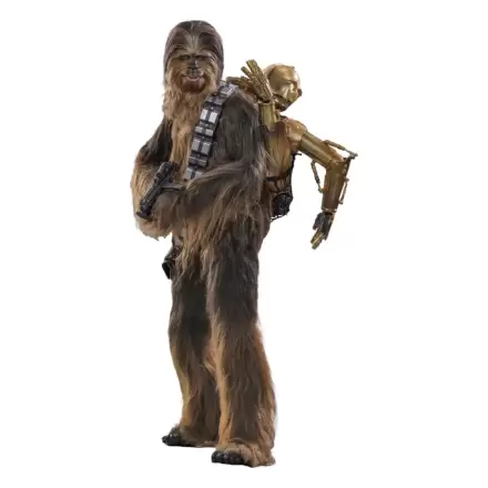 Star Wars Episode V Movie Masterpiece akční figurka 1/6 Chewbacca s rozebraným C-3PO 36 cm termékfotója