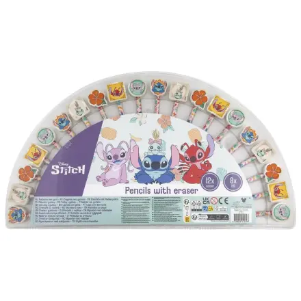 Sada 20 barevných a grafitových tužek Stitch Aloha s gumičkami na konci fotografii produktu