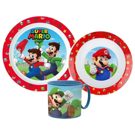 Super Mario Mushroom Kingdom jídelní souprava, mikro plastová souprava s hrnkem 265 ml fotografii produktu