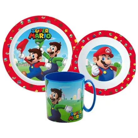 Super Mario Mushroom Kingdom jídelní souprava, mikro plastová sada s hrnkem 350 ml fotografii produktu