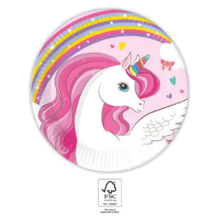 Unicorn Rainbow Colors, talíře Unicorn papírové 8 ks 20 cm FSC fotografii produktu