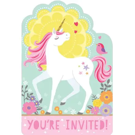 Unicorn Party Invitations 8 ks fotografii produktu